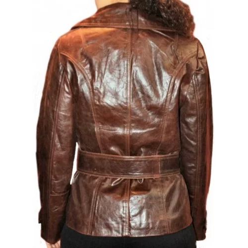 Veste cuir de vachette vintage marron modèle Nata