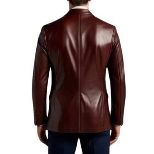 Veste blazer cuir coupe croisèe agneau couleur marron modèle Lakane