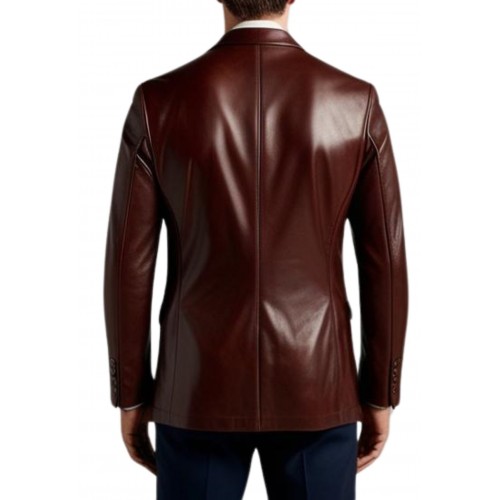 Veste blazer cuir coupe croisèe agneau couleur marron modèle Lakane