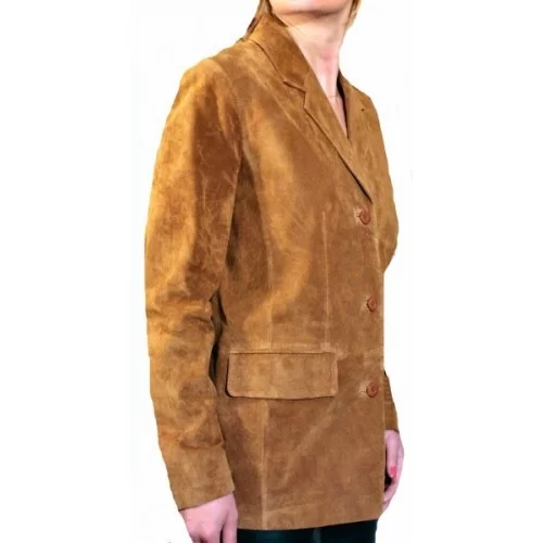 Veste blazer en agneau velours gold modèle Mariela