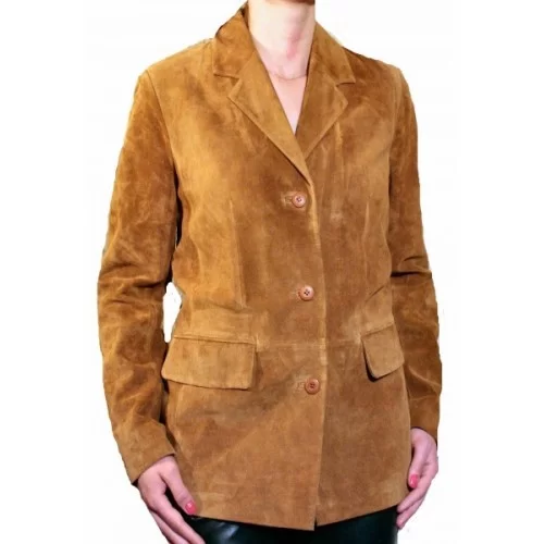 Veste blazer en agneau velours gold modèle Mariela