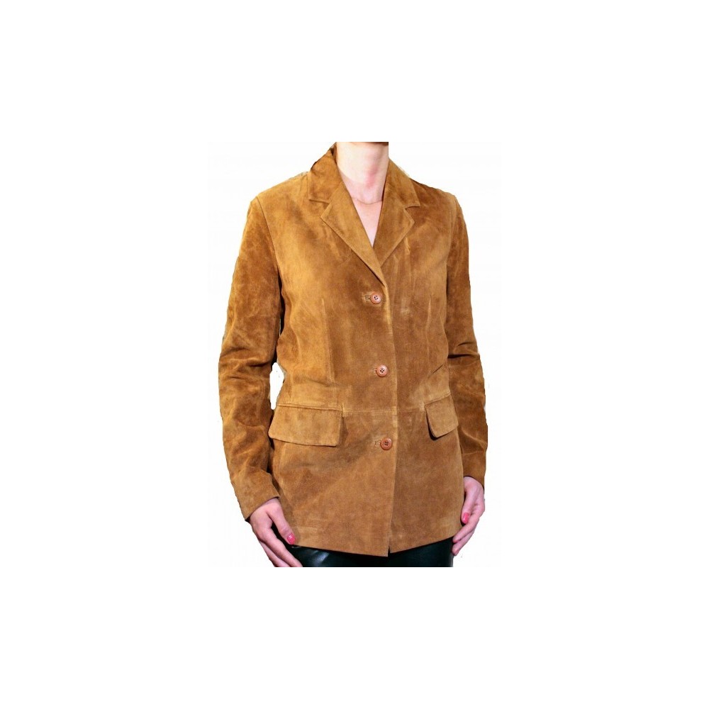 Veste blazer en agneau velours gold modèle Mariela