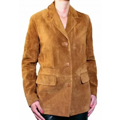 Veste blazer en agneau velours gold modèle Mariela