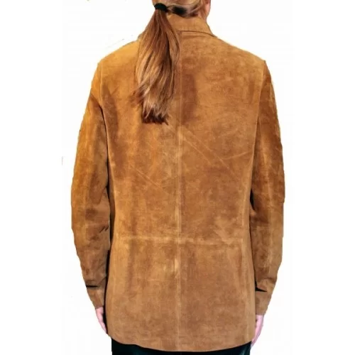 Veste blazer en agneau velours gold modèle Mariela