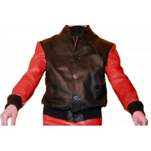 Blouson cuir femme teedy modèle Richie bicolore rouge et noir