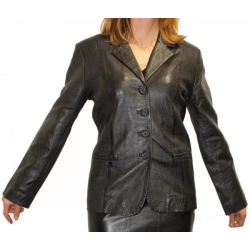 Veste en cuir d'agneau noir modèle Lucyl