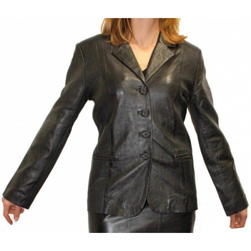 Veste en cuir d'agneau noir modèle Lucyl