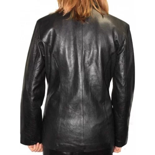 Veste en cuir d'agneau noir modèle Lucyl