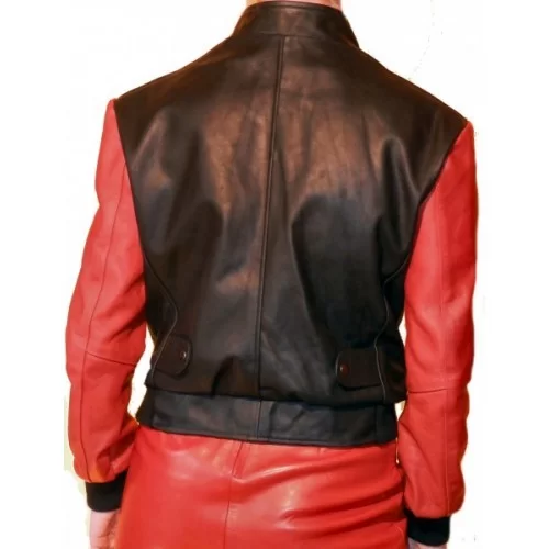 Blouson cuir femme teedy modèle Richie bicolore rouge et noir