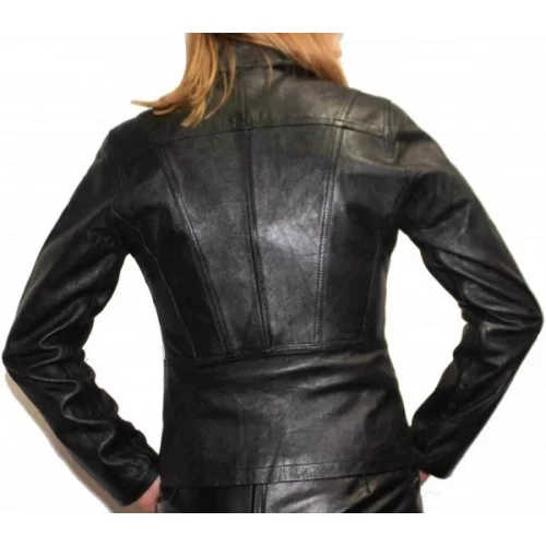 Veste cuir agneau noir modèle Lise