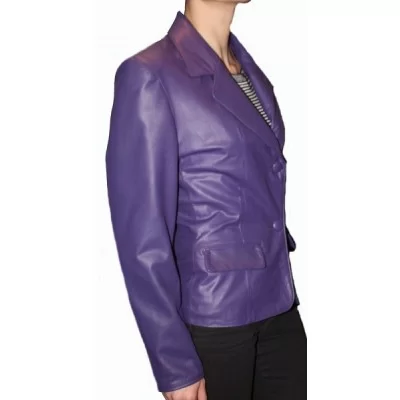 Veste en cuir d'agneau violet modèle Lina