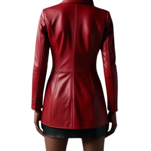Veste cuir croisée femme agneau plongé rouge modèle Charlotte