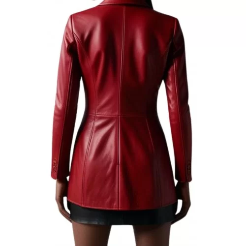 Veste cuir croisée femme agneau plongé rouge modèle Charlotte