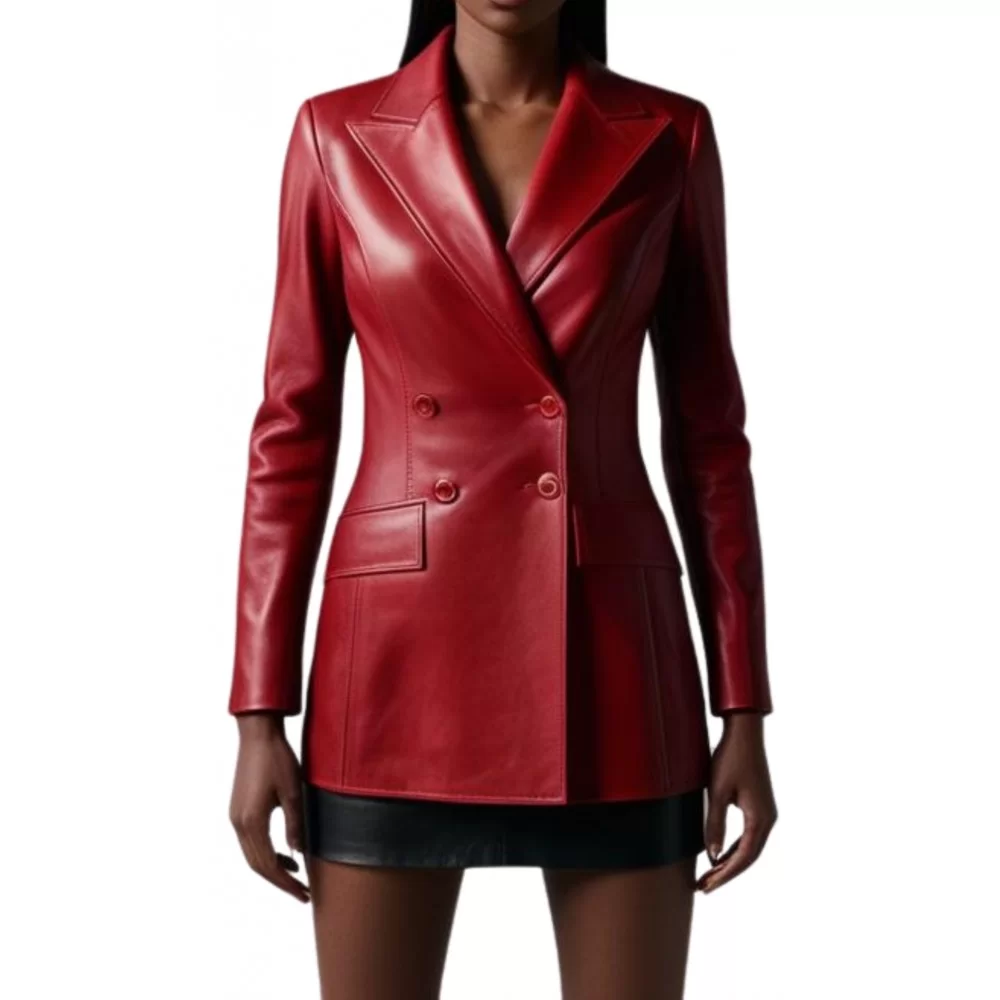 Veste cuir croisée femme agneau plongé rouge modèle Charlotte