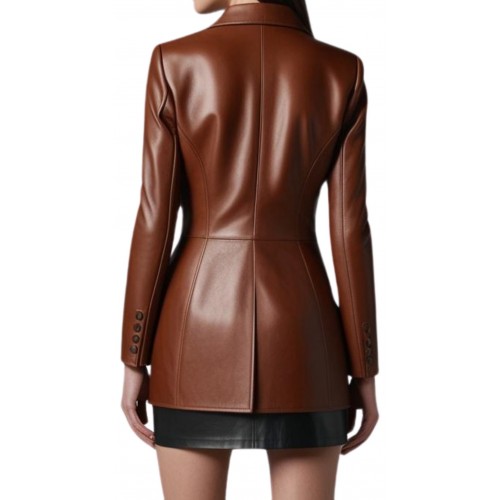 Veste cuir croisée femme agneau plongé marron modèle Bridgita