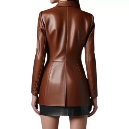 Veste cuir croisée femme agneau plongé marron modèle Bridgita