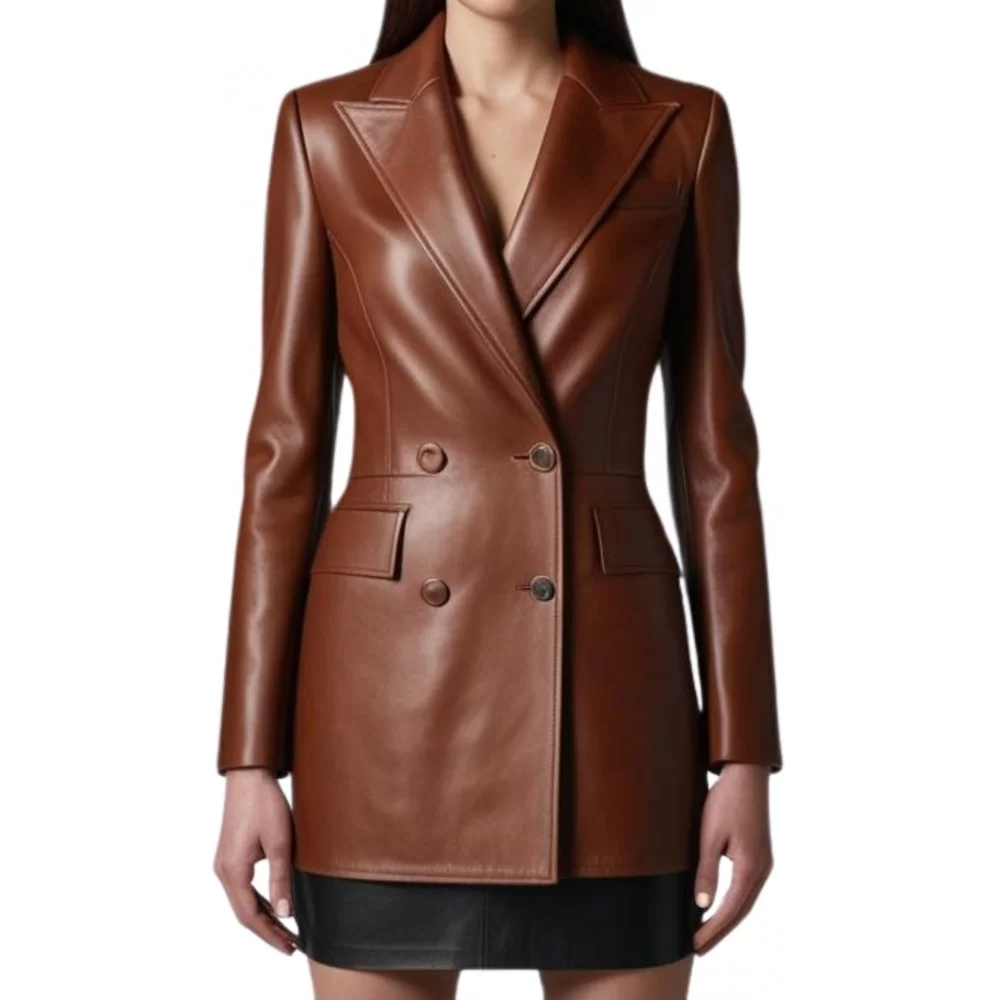 Veste cuir croisée femme agneau plongé marron modèle Bridgita