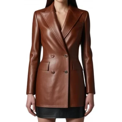 Veste cuir croisée femme agneau plongé marron modèle Bridgita