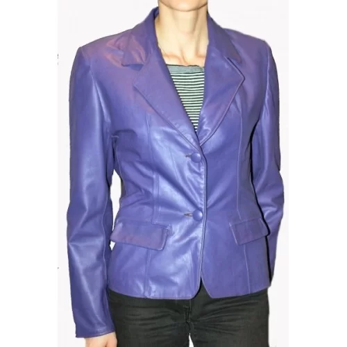 Veste en cuir d'agneau violet modèle Lina