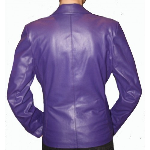 Veste en cuir d'agneau violet modèle Lina