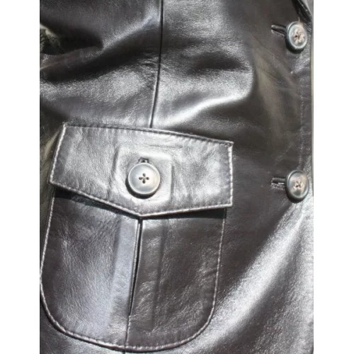Veste cuir d'agneau noir modèle Malena