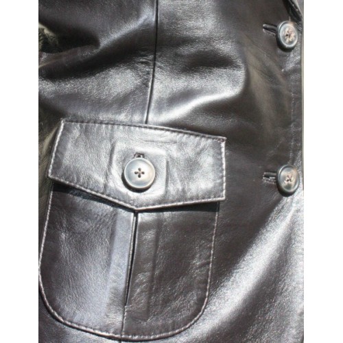 Veste cuir d'agneau noir modèle Malena