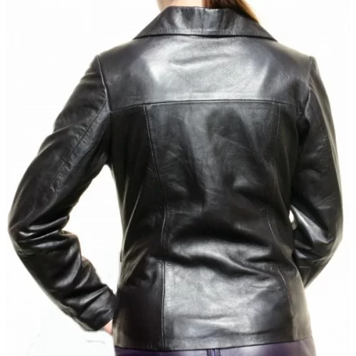 Veste cuir d'agneau noir modèle Malena