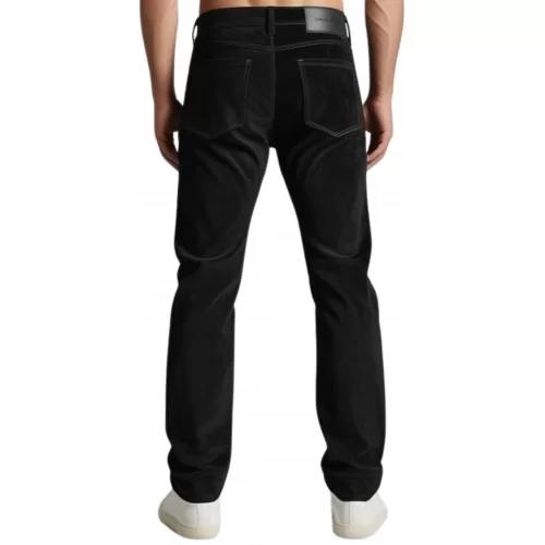 Pantalon homme cuir agneau noir poches revolver devant agneau cuir et arriere veau velours modèle Julien