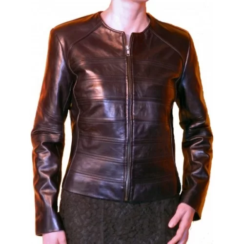 Blouson cuir femme en agneau plongé noir modèle Jane