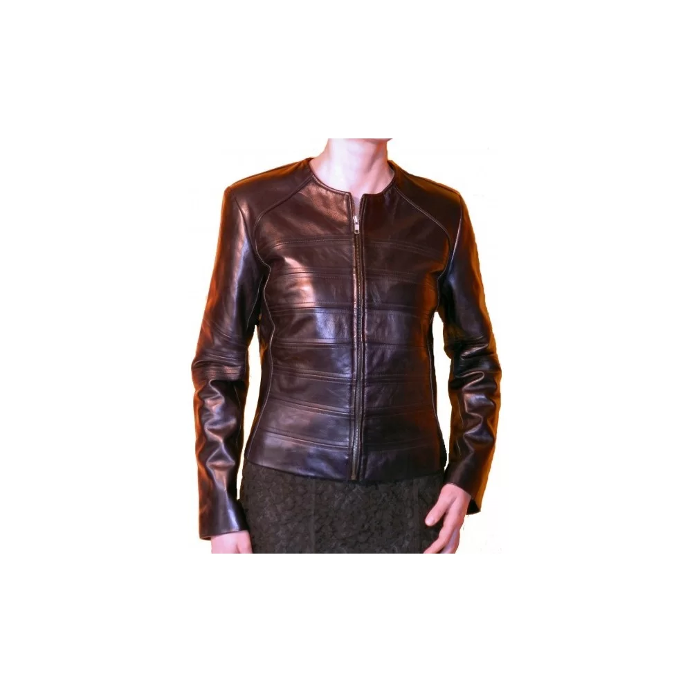 Blouson cuir femme en agneau plongé noir modèle Jane