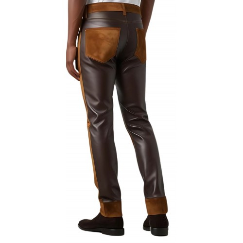Pantalon jeans cuir agneau et agneau velours modèle Almare