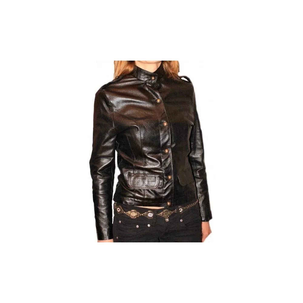 Veste cuir en agneau noir modèle Joel