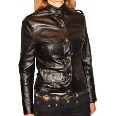 Veste cuir en agneau noir modèle Joel
