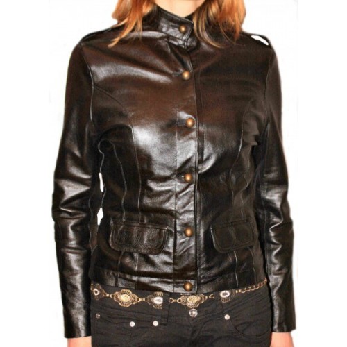 Veste cuir en agneau noir modèle Joel