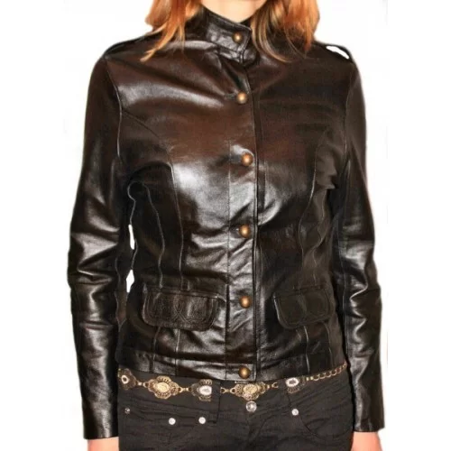 Veste cuir en agneau noir modèle Joel