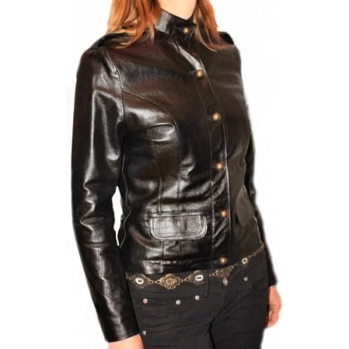 Veste cuir en agneau noir modèle Joel