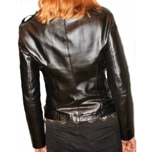 Veste cuir en agneau noir modèle Joel