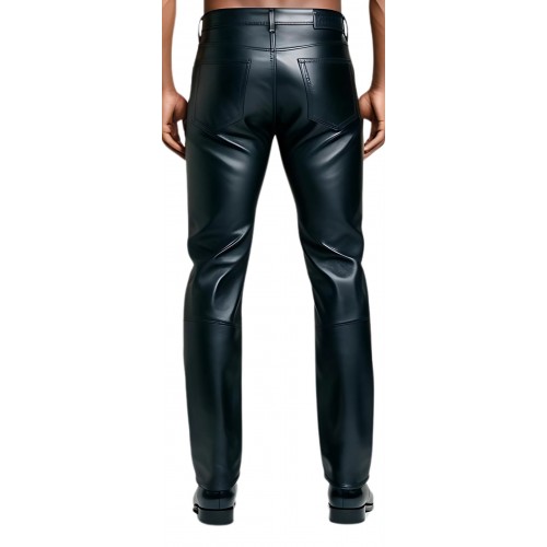 Pantalon jeans cuir agneau plongé et python véritable modèle Arismona