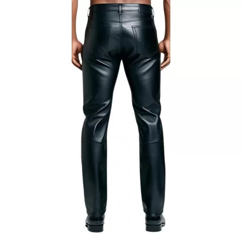 Pantalon jeans cuir agneau plongé et python véritable modèle Arismona