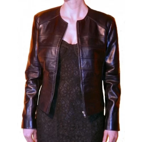 Blouson cuir femme en agneau plongé noir modèle Jane