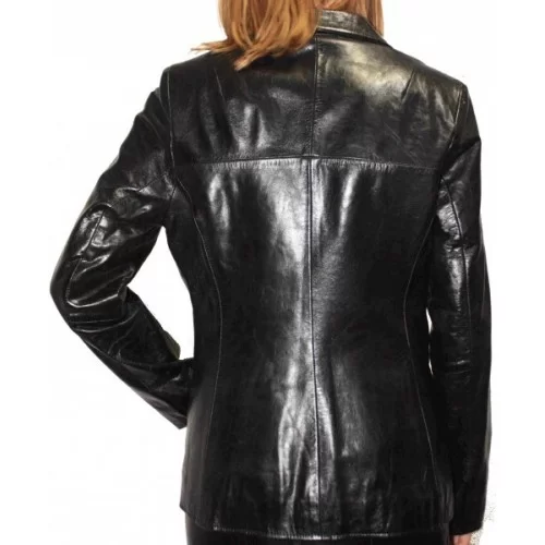 Veste cuir en agneau plongé noir modèle Jenny