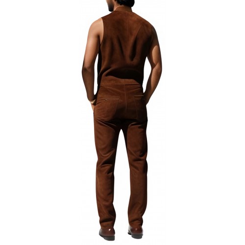Gilet homme en agneau velours marron avant et arrière modèle Simeon
