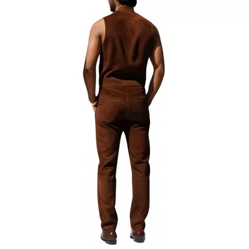 Gilet homme en agneau velours marron avant et arrière modèle Simeon