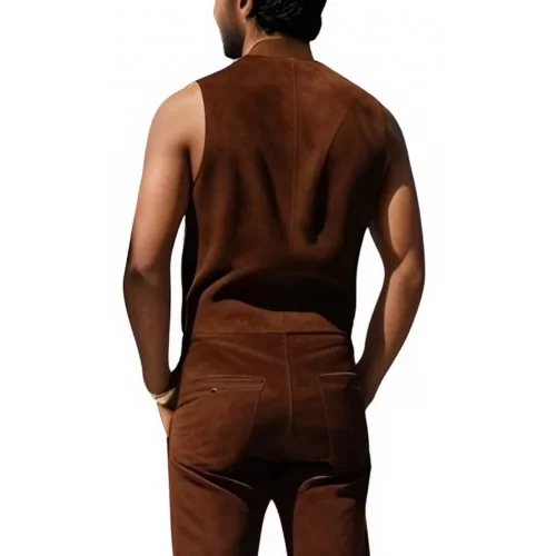 Gilet homme en agneau velours marron avant et arrière modèle Simeon