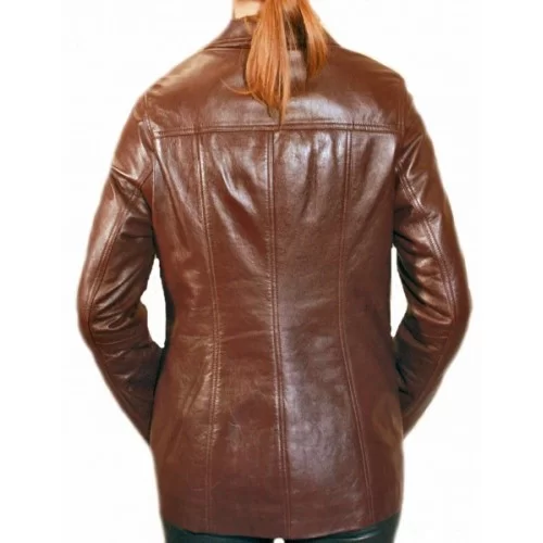 Veste en cuir d'agneau marron modèle Irène