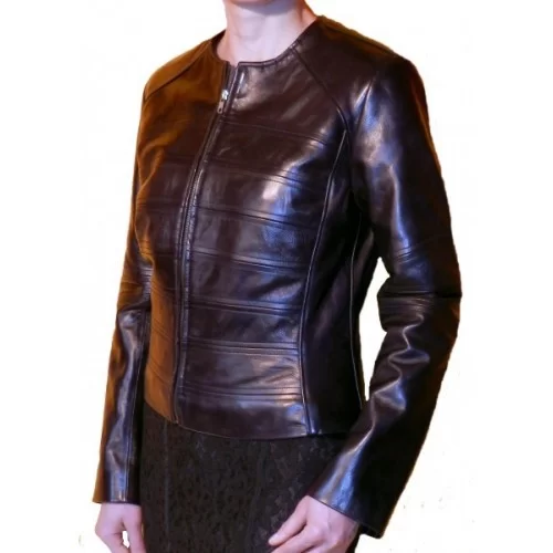 Blouson cuir femme en agneau plongé noir modèle Jane