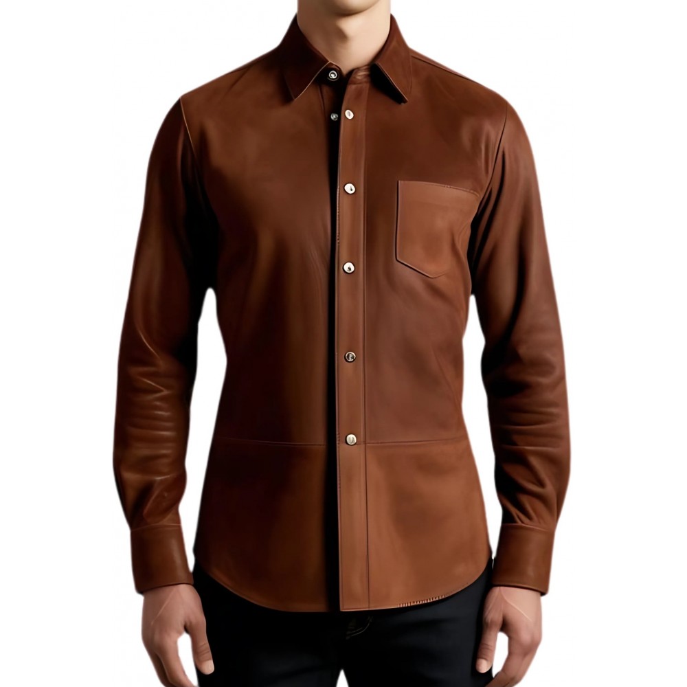 Chemise homme agneau velours marron modèle Tiriade