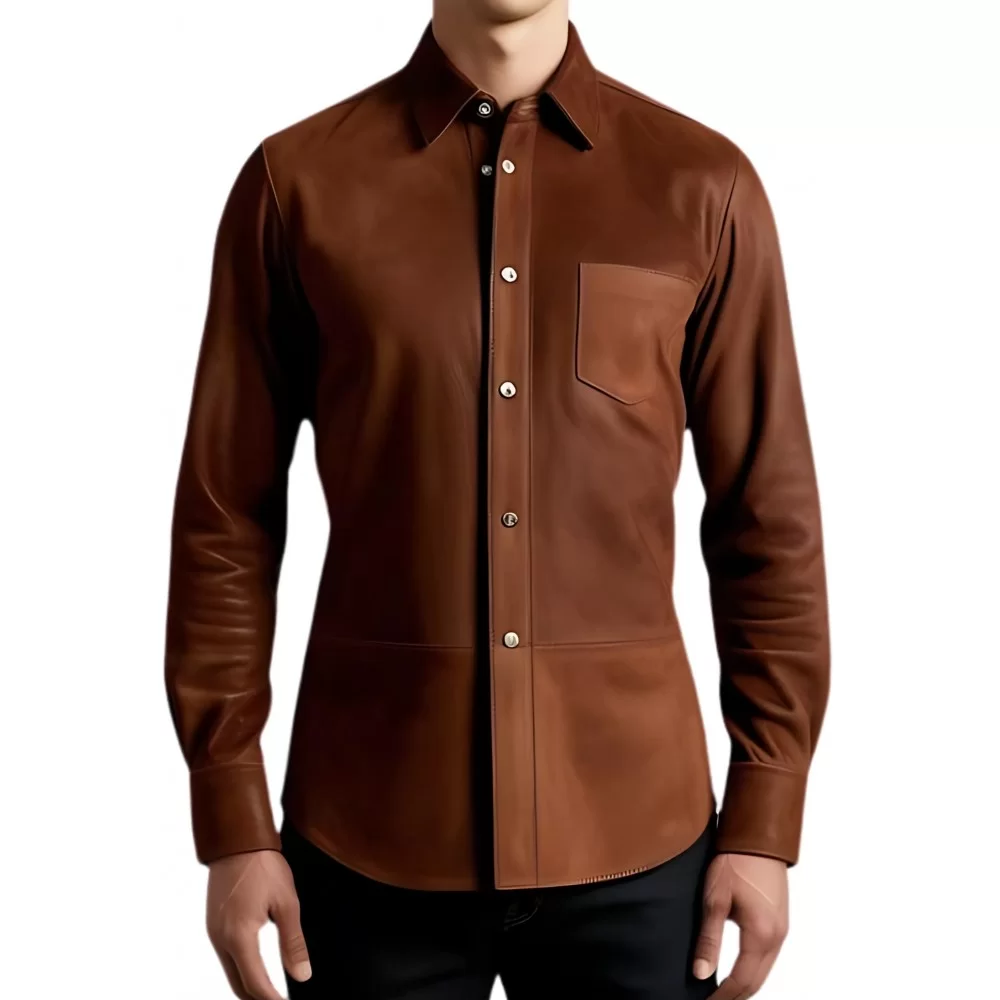 Chemise homme agneau velours marron modèle Tiriade