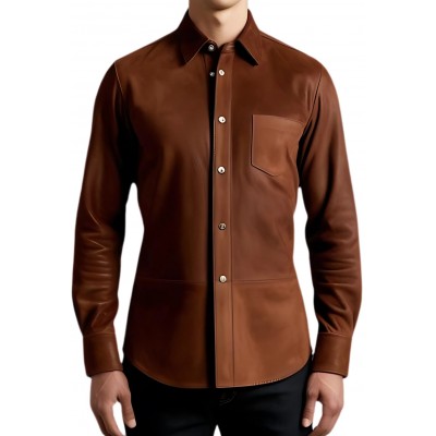 Chemise homme agneau velours marron modèle Tiriade
