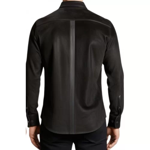 Chemise homme agneau velours noir et cuir modèle Parisse